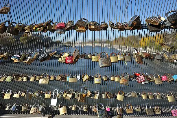 Photo of Paris Pont des Arts Bridge with Love Padlocks