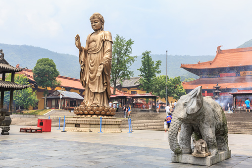 Wuxi,China - July 17,2016:Lingshan Buddha scenic area beautiful scene,Lingshan Grand Buddha is one of China's largest Buddha statue,it is a famous Chinese buddhist culture tourist scenic spot.