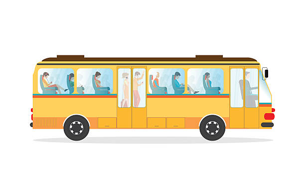 ilustrações, clipart, desenhos animados e ícones de passageiros em ônibus de transporte público. - driving business travel car bus