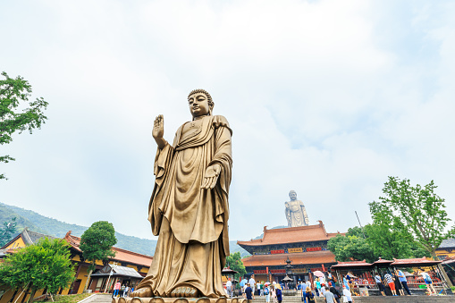 Wuxi,China - July 17,2016:Lingshan Buddha scenic area beautiful scene,Lingshan Grand Buddha is one of China's largest Buddha statue,it is a famous Chinese buddhist culture tourist scenic spot.