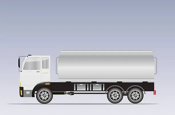 Vector illustration of Side view of Big Oil Tanker truck