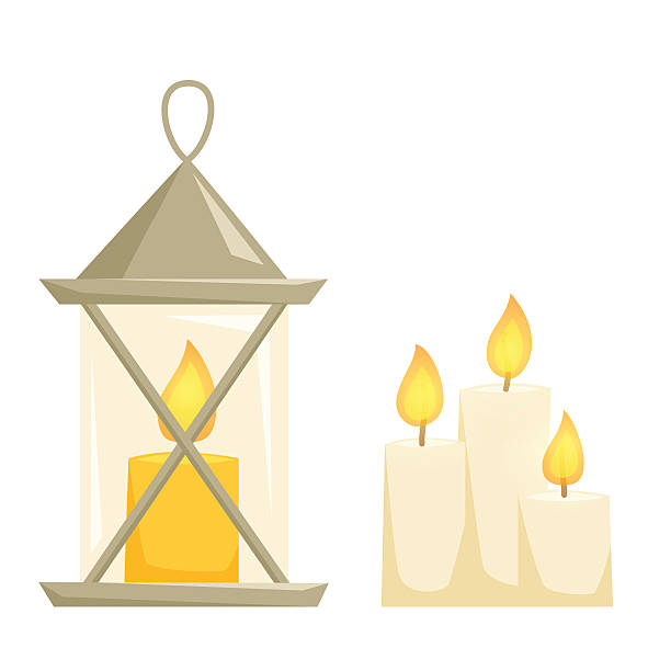 ilustraciones, imágenes clip art, dibujos animados e iconos de stock de candele y vela latern - white background decor religious celebration christmas