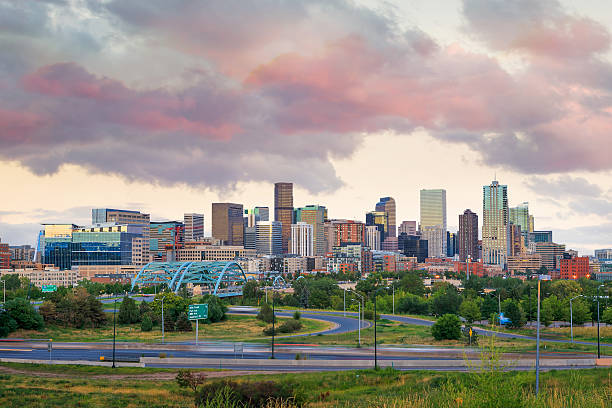 istock Panorama of Denver skyline at twilight. 589099810
