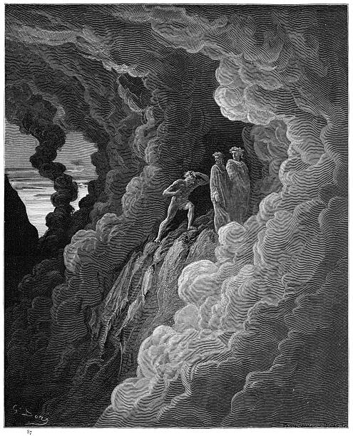 Lombardo in the Third Circle of Purgatory engraving 1870 The Dore Gallery by Edmund Ollier - Cassel, Petter and Galpin (London-New York) 1870 dante stock illustrations