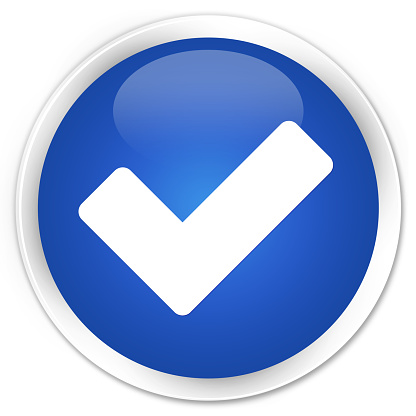 Validate icon blue glossy round button