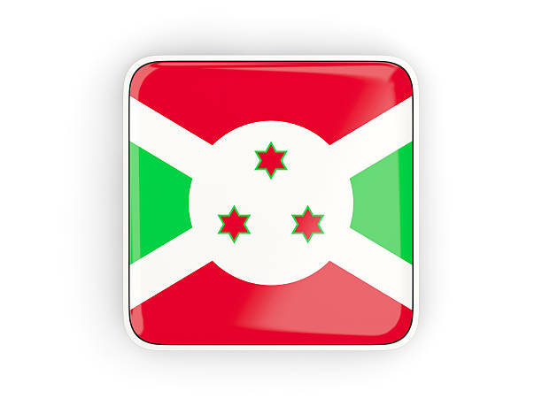 Grunge map of Burundi with its flag printed within its border on an old paper.