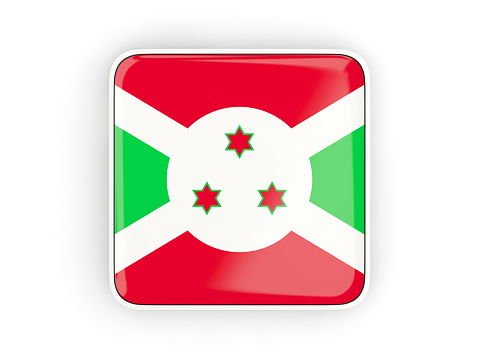 Flag of burundi, square icon with white border. 3D illustration