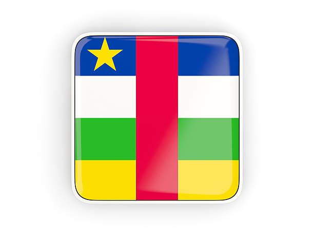 Flag of central african republic, square icon with white border. 3D illustration