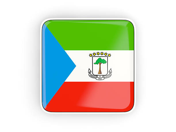 Flag of equatorial guinea, square icon with white border. 3D illustration