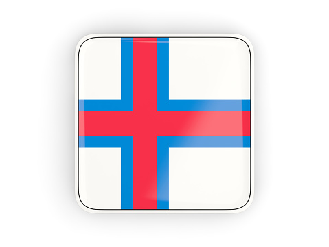 Flag of faroe islands, square icon with white border. 3D illustration