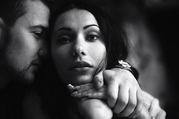 istock Young beautiful couple in the studio 589105804