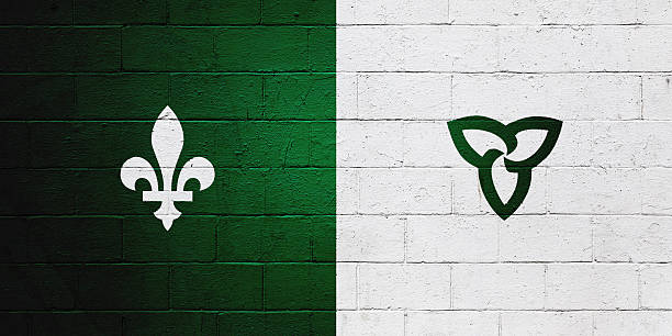 Flag of Franco-Ontarians painted on a wall Picture of a the  ontario flag stock pictures, royalty-free photos & images