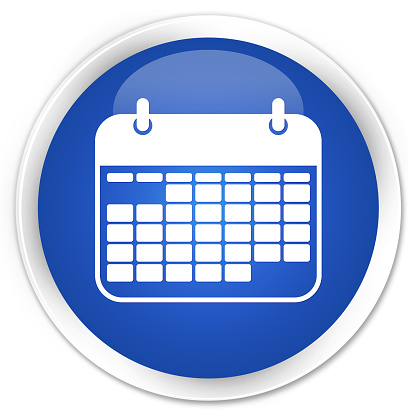 Calendar icon blue glossy round button