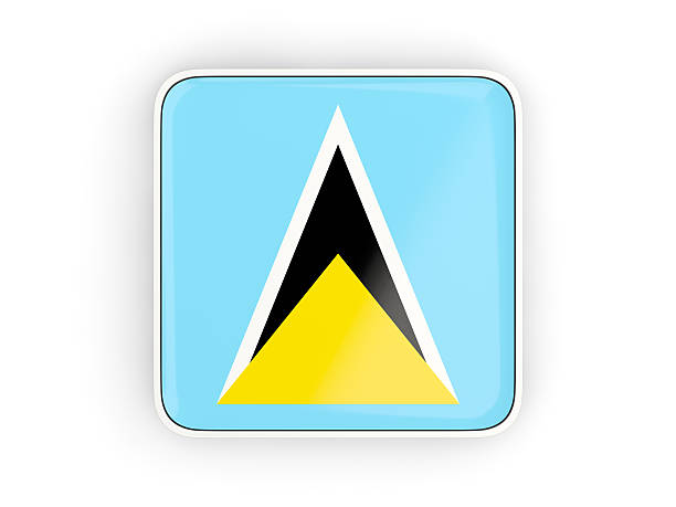 Flag of saint lucia, square icon with white border. 3D illustration