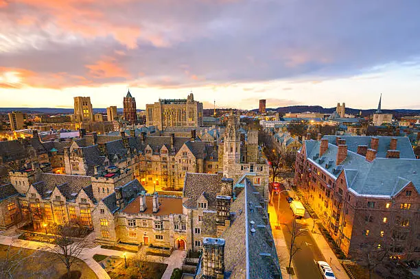 Photo of Historical building and Yale university campus