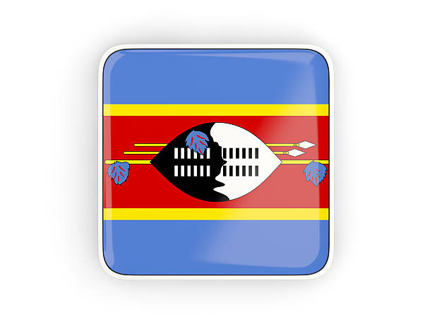 Flag of swaziland, square icon with white border. 3D illustration