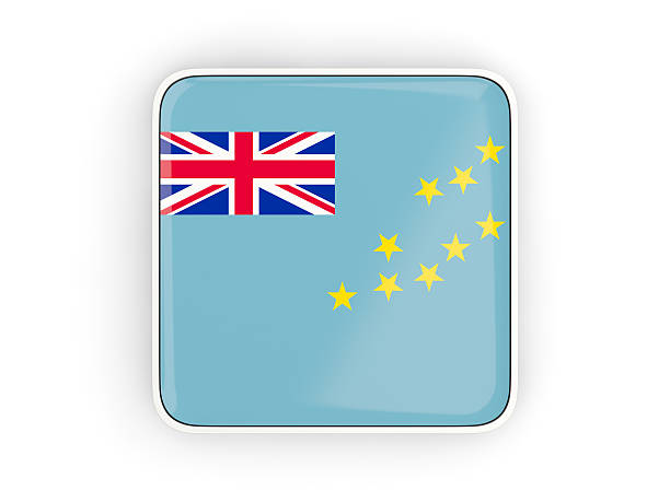 Flag of tuvalu, square icon with white border. 3D illustration