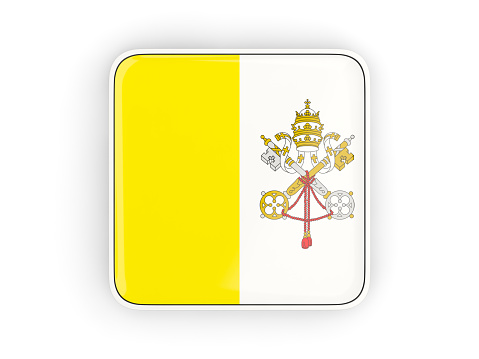 Flag of vatican city, square icon with white border. 3D illustration