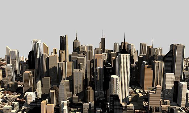 istock 3D model of city.3D rendering illustration. 589114764