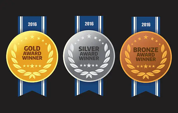 Vector illustration of Gold, silver and bronze winner medals