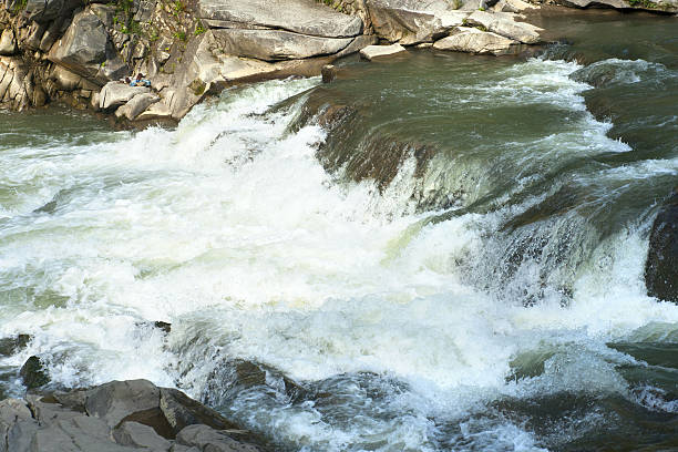 istock Mountain river water waves and bubbles. Water background and texture 589117238