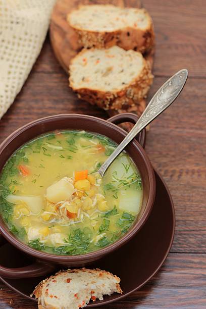 istock Pea soup with chicken and coconut milk 589117446