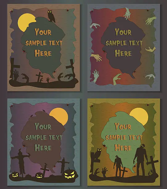 Vector illustration of Halloween posters set. Invitation templates for Halloween Party. Halloween background.