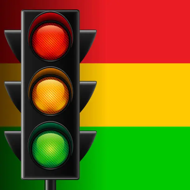 Vector illustration of Traffic light on striped background