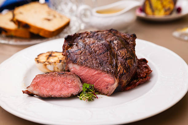 istock Entrecote with grilled garlic 589120358