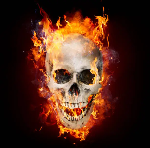 Photo of Satanic Skull In Flames In The Darkness