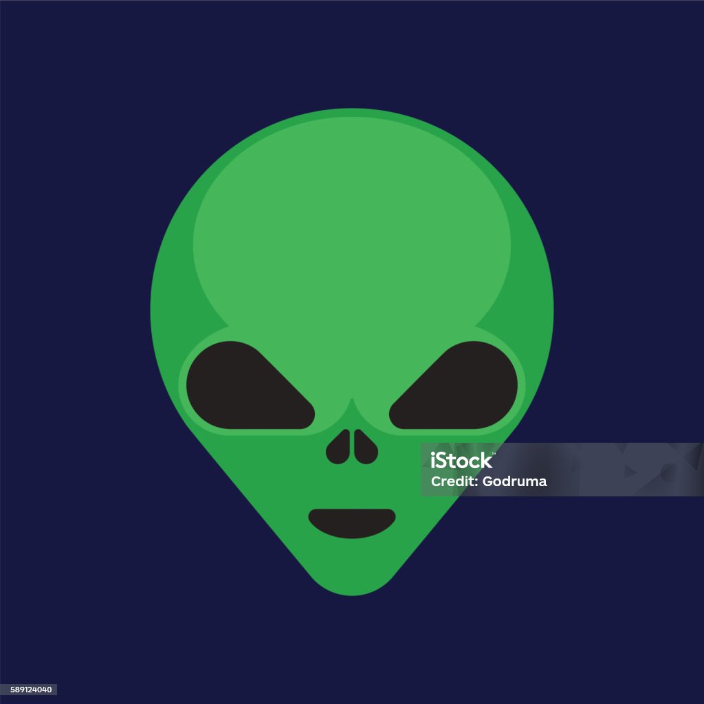 Green Cartoon Aliens Head Isolated Vector Illustration Stock ...
