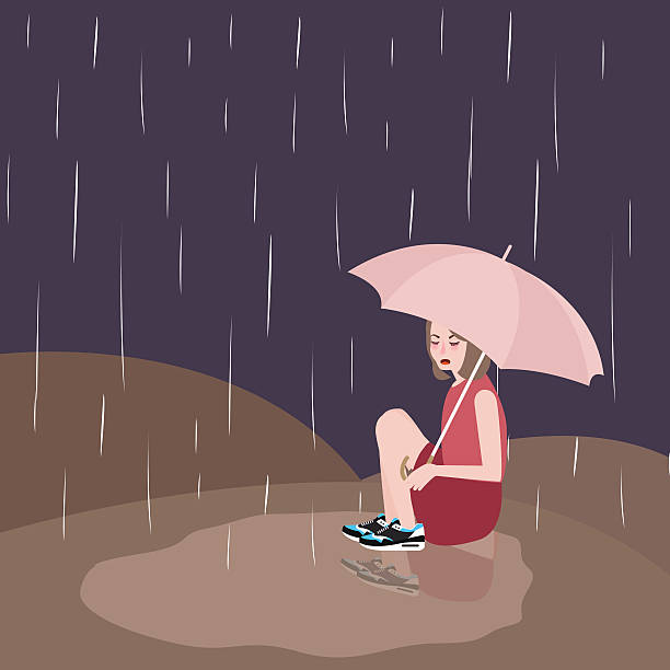 33 Woman Under The Rain No Umbrella Illustrations & Clip Art - iStock