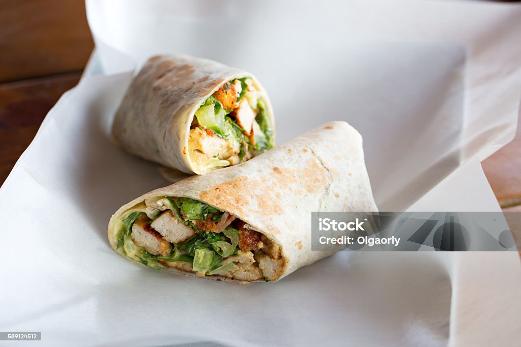 Chicken Caesar salad sandwich wraps Wrap Sandwich Stock Photo