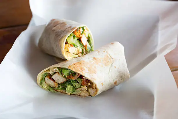 Photo of Chicken Caesar salad sandwich wraps