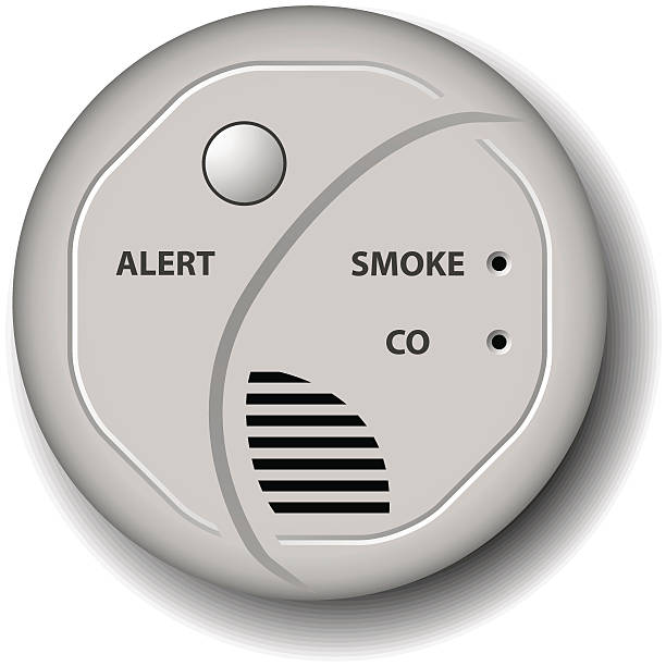 feuer rauch kohlenmonoxid-detektor-alarm - solar equipment audio stock-grafiken, -clipart, -cartoons und -symbole