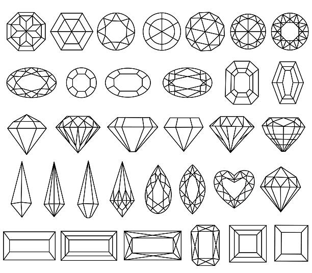 ilustrações de stock, clip art, desenhos animados e ícones de set of precious stone cut - jewelry collection white background white