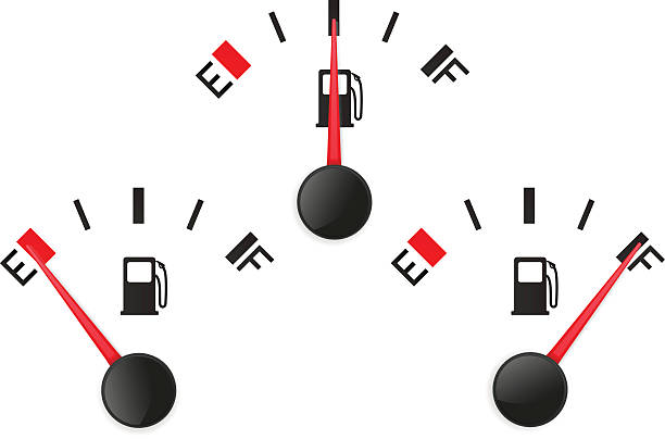 ilustrações de stock, clip art, desenhos animados e ícones de fuel gauge. empty and full - half tank