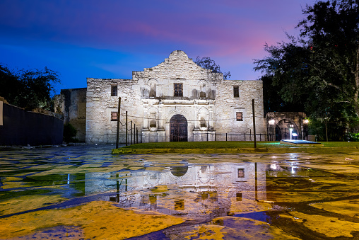 the Historic Alamo at twilight, San Antonio, Texas.