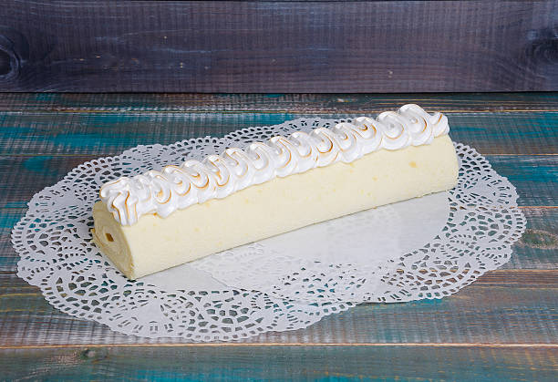 istock torched merengue biscuit cake roll with exotic marmalade 589128678