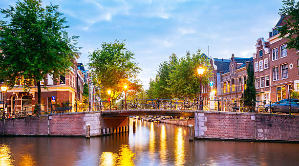 Amsterdam, Netherlands Evening in Amsterdam , Netherlands jordaan amsterdam stock pictures, royalty-free photos & images