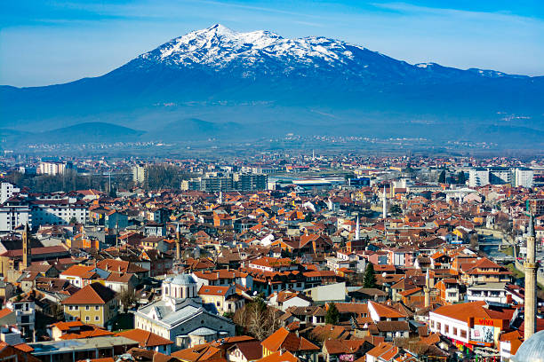 Aerial view of Prizren city in Kosovo stock photo