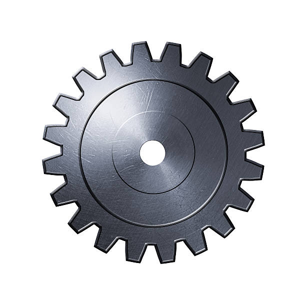istock metal gear on isolated white background. 589132616