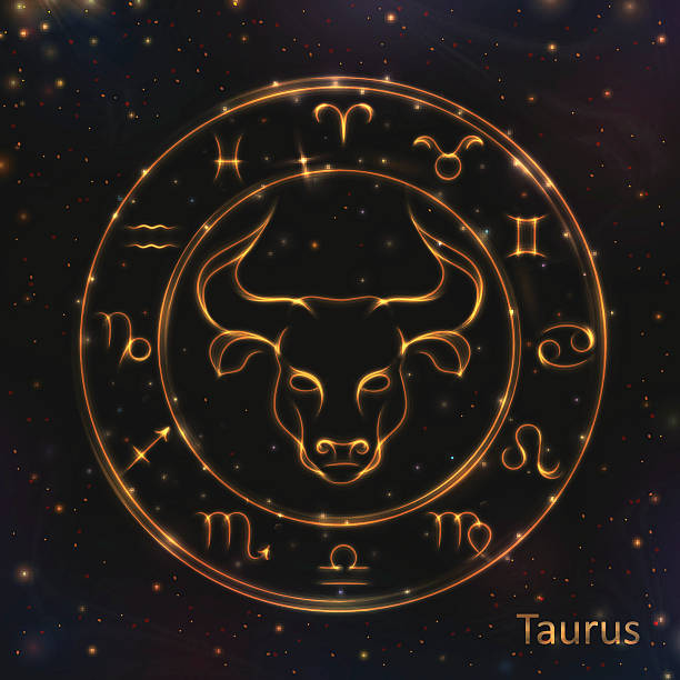 istock Glowing Astrology Zodiac Signs, Golden shining Taurus 589133580