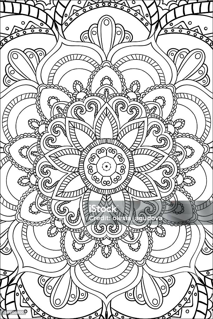 Mandala background. Ethnic decorative elements. Hand drawn . Coloringg book for Mandala background. Round Ornament.. Coloring book for adults. Oriental pattern, vector illustration. Islam and Arabic and Indian and turkish and pakistan, and chinese, ottoman motifs. Adult stock vector