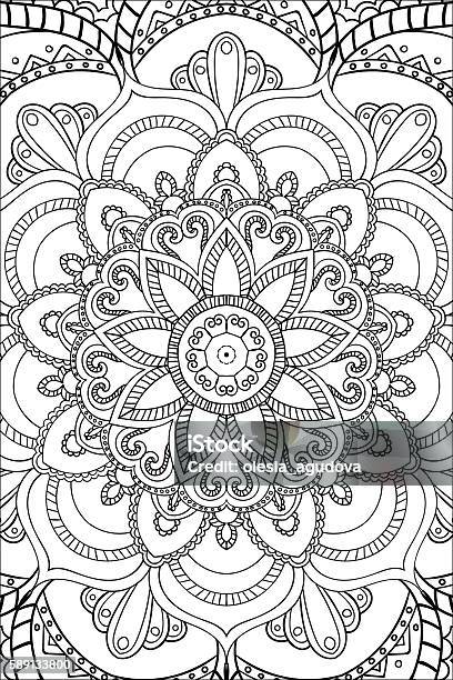 Mandala Background Ethnic Decorative Elements Hand Drawn Coloringg Book For Stock Illustration - Download Image Now