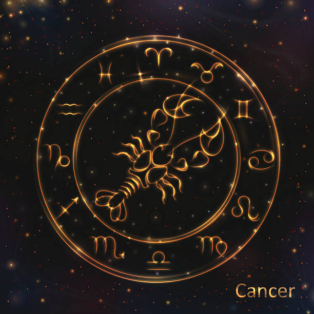 istock Glowing Astrology Zodiac Signs, Golden shining Canser 589133916