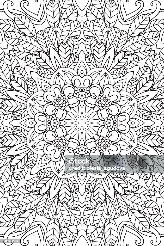 Mandala background. Ethnic decorative elements. Hand drawn . Coloringg book for Mandala background. Round Ornament.. Coloring book for adults. Oriental pattern, vector illustration. Islam and Arabic and Indian and turkish and pakistan, and chinese, ottoman motifs. Coloring Book Page - Illlustration Technique stock vector