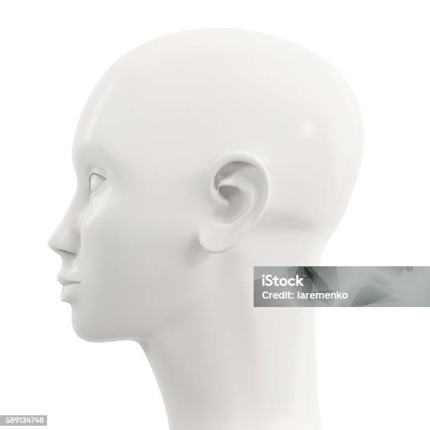 Side View Of White Female Mannequin Head Stock Photo - Download Image Now - Mannequin, Profile View, Women