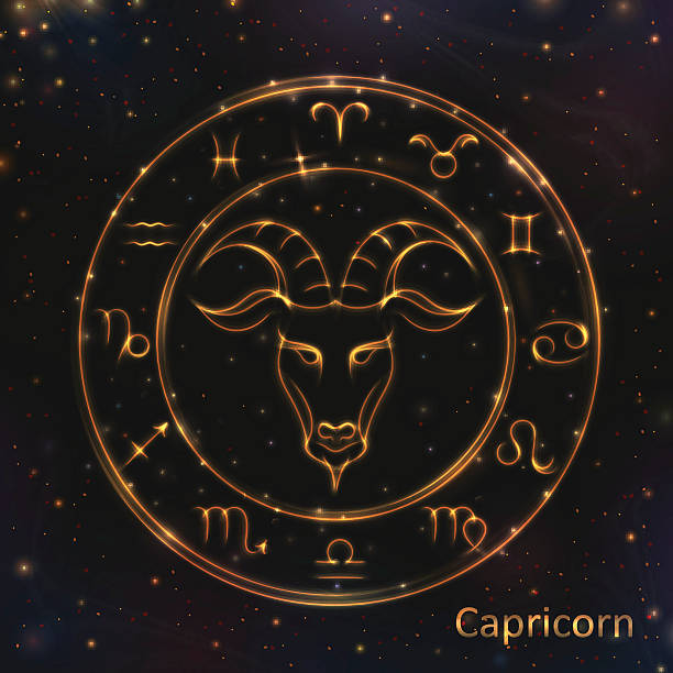 istock Glowing Astrology Zodiac Signs, Golden shining Capricorn 589135032