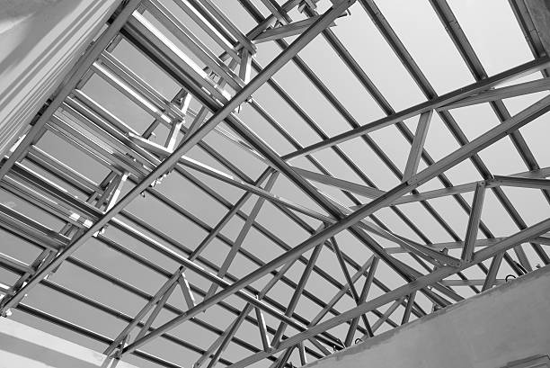 istock Structure of steel roof. 589416144